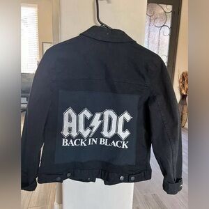 AC/DC Graphic Denim Jean Jacket Black Women's Size S